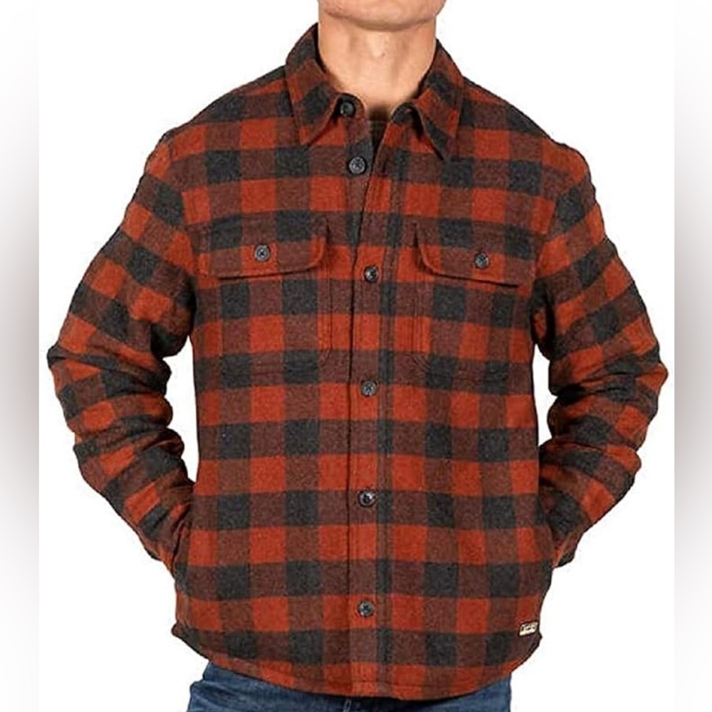 Jachs Men’s Buffalo Check Heavyweight Flannel Jacket orange/Gray Size: M